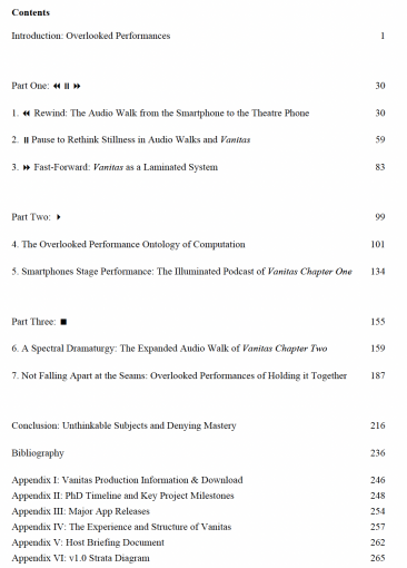 A screenshot of a PhD Contents page
